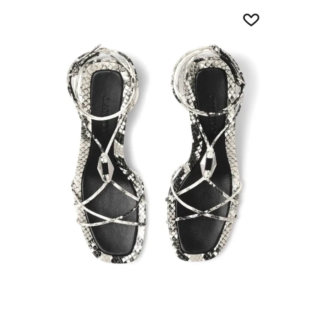 Jimmy Choo Black and White Snakeskin Sandals